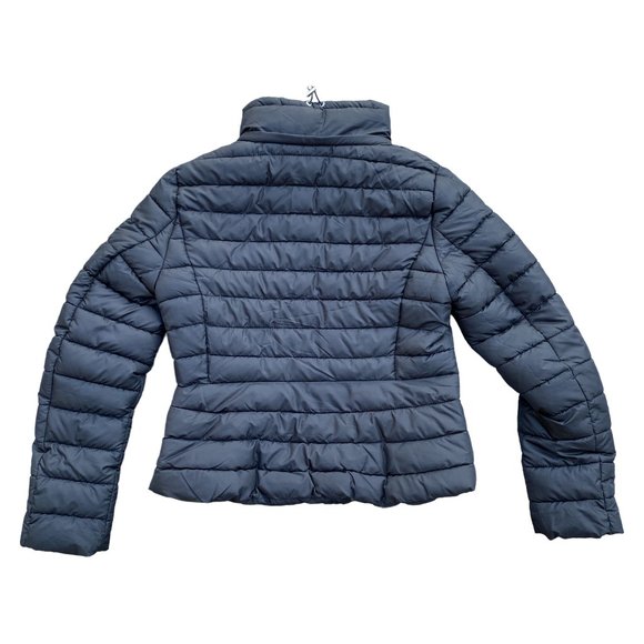 Zara Removable Hood Puffer Jacket Women Sz L Black Neutral Quilted Everyday - Picture 10 of 15